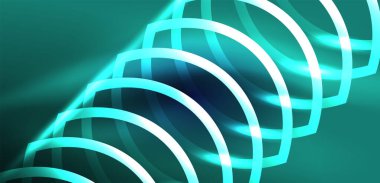 Neon lazer hatları, daire dalgaları soyut arkaplan. Neon ışığı ya da lazer gösterisi, elektrik akımı, güç hatları, tekno kuantum enerji dürtüsü, parlayan sihirli dinamik çizgiler.