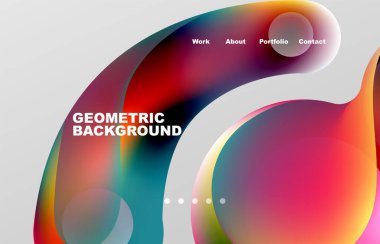 Landing page abstract liquid background. Flowing shapes, round design and circle. Web page for website or mobile app wallpaper