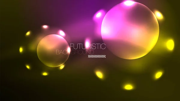 Neon Glowing Circles Magic Energy Space Light Concept Abstract Background — Stock Vector