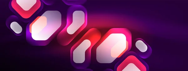 Neon Linien Quadrate Und Runde Formen Abstrakten Hintergrund Techno Leuchtende — Stockvektor