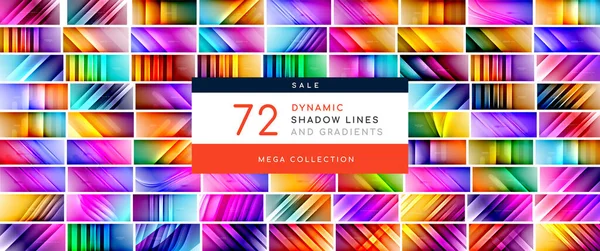 Mega Collection Dynamic Shadow Lines Bright Gradients Elements Bundle Wallpaper — Stock Vector