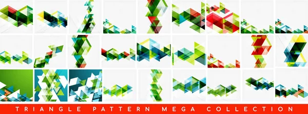 Mega Collectie Van Zeshoeken Gemaakt Van Driehoekige Achtergronden Achtergrondbundel Voor — Stockvector