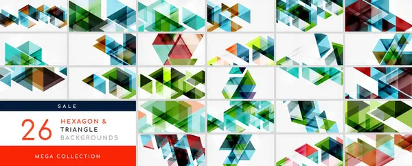Mega Collection Triangle Backgrounds Backdrop Bundle Wallpaper Banner Background Landing — Stock Vector