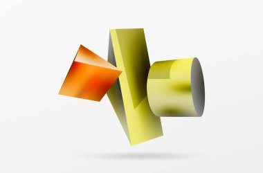 Vektör 3d soyut arkaplan. Şekiller 3 boyutlu üçgen ve silindir. Duvar kağıdı, afiş, arkaplan veya iniş için moda tekno iş şablonu