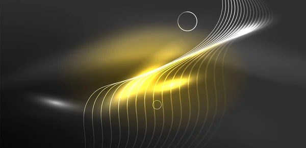 Неонові Лазерні Лінії Кола Хвилі Абстрактний Фон Неонове Світло Або — стоковий вектор