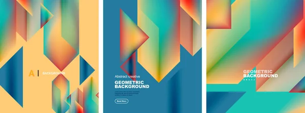 Set Vettoriale Sfondi Astratti Poster Geometrici Forme Colorate Con Colori — Vettoriale Stock