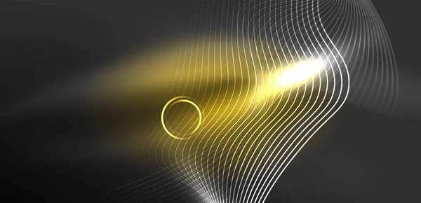 Γραμμές Λέιζερ Νέον Κύκλοι Κύματα Αφηρημένο Φόντο Νέον Φως Λέιζερ — Διανυσματικό Αρχείο