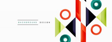 Renkli üçgenler ve soyut çemberler. Duvar kağıdı, afiş, arkaplan, iniş sayfası, duvar sanatı, davetiye, baskılar, posterler için tasarım