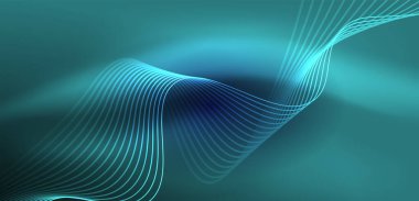 Soyut arkaplan neon dalgası. Duvar kağıdı, afiş, arkaplan, iniş sayfası, duvar resimleri, davetiyeler, posterler için yüksek teknoloji tasarımı