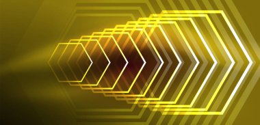 Soyut arka plan tekno neon altıgenleri. Duvar kağıdı, afiş, arkaplan, iniş sayfası, duvar resimleri, davetiye, baskılar, posterler için yüksek teknoloji vektör ilüstrasyonuName