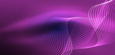 Soyut arkaplan neon dalgası. Duvar kağıdı, afiş, arkaplan, iniş sayfası, duvar resimleri, davetiyeler, posterler için yüksek teknoloji tasarımı