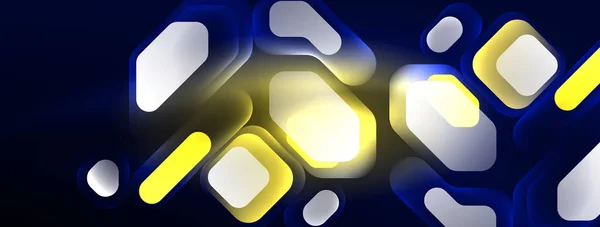 ネオン幾何学的要素抽象的な背景を光る ネオンライトやレーザーショー 電気インパルス パワーライン テクノ量子エネルギーインパルス 魔法の輝くダイナミックライン — ストックベクタ