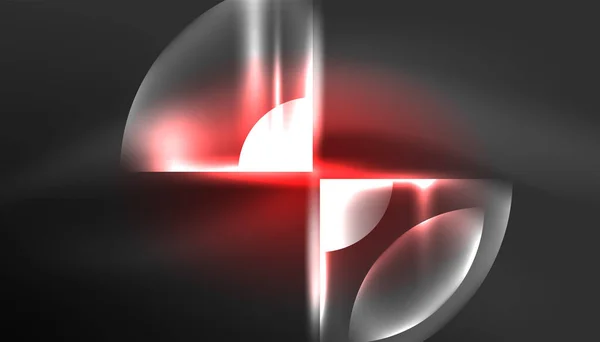 Abstract Achtergrond Techno Neon Gloeiende Cirkelvormen Ronde Elementjes Met Lichteffecten — Stockvector