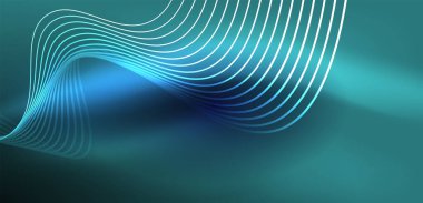 Soyut arkaplan neon dalgası. Duvar kağıdı, afiş, arkaplan, iniş sayfası, duvar resimleri, davetiyeler, posterler için yüksek teknoloji tasarımı