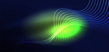 Soyut arkaplan neon dalgası. Duvar kağıdı, afiş, arkaplan, iniş sayfası, duvar resimleri, davetiyeler, posterler için yüksek teknoloji tasarımı