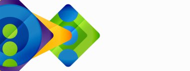 Trendy minimal geometric abstract background. Triangles, squares and circles bright colors backdrop. Vector Illustration For Wallpaper, Banner, Background, Card, Book Illustration, landing page