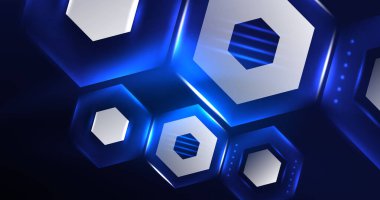 Soyut arkaplan neon altıgen vektör çizimi