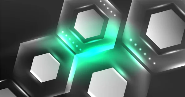 Neon Hexagon Bakgrund Högteknologisk Design För Tapeter Banner Bakgrund Landningssida — Stock vektor