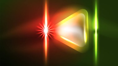 Dijital Neon Soyut Arkaplan, Üçgenler ve Işıklar Geometrik Tasarım Şablonu