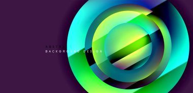 Aydınlık ve gölge efektli parlak ve parlak daireler, geometrik vektör soyut arkaplan