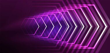 Soyut arka plan tekno neon altıgenleri. Duvar kağıdı, afiş, arkaplan, iniş sayfası, duvar resimleri, davetiye, baskılar, posterler için yüksek teknoloji vektör ilüstrasyonuName