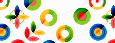 Canlı ve göz alıcı vektör arkaplanı, modern ve moda tasarımlar için mükemmel düzenlenmiş renkli çemberlerden oluşan bir şebeke içeriyor.