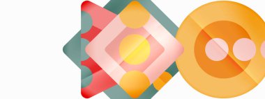 Trendy minimal geometric abstract background. Triangles, squares and circles bright colors backdrop. Vector Illustration For Wallpaper, Banner, Background, Card, Book Illustration, landing page