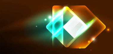 Neon parıldayan tekno çizgiler ve oklar, yüksek teknolojili soyut arkaplan şablonu