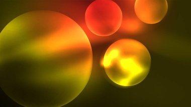 Neon parlayan daireler, sihirli enerji uzay ışığı konsepti, soyut arka plan duvar kağıdı tasarımı