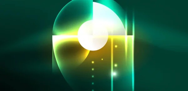 Abstraktní Pozadí Lesklé Zářící Neonové Barvy Kulaté Prvky Kruhy Techno — Stockový vektor