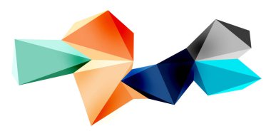 Geometrik konsept, bayrak, arkaplan, duvar kağıdı, iniş sayfası veya şirket logosu markalaşması için 3d düşük poli üçgen tasarım unsurları