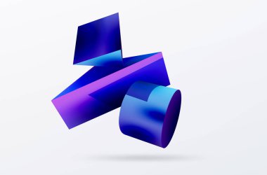 Metalik 3d şekil vektör geometrik arkaplan. Duvar kağıdı, afiş, arkaplan veya iniş için moda tekno iş şablonu