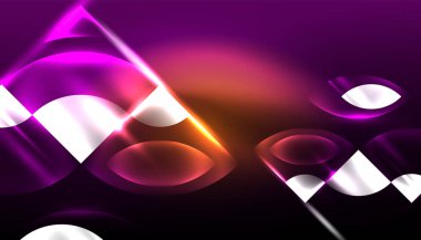 Soyut arka plan vektörü neon parlayan geometrik elementler. Duvar kağıdı, afiş, arkaplan, iniş sayfası, duvar resimleri, davetiyeler, posterler için yüksek teknoloji tasarımı