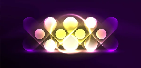 Abstrait Lumineux Néon Lumière Techno Cercles Fond — Image vectorielle
