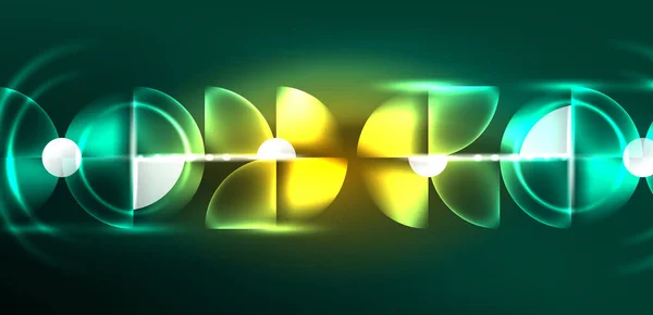 Astratto Sfondo Lucido Incandescente Neon Colore Elementi Rotondi Cerchi Techno — Vettoriale Stock
