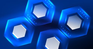 Soyut arkaplan neon altıgen vektör çizimi