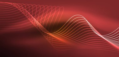 Parlak neon dalgalar. Neon ışığı ya da lazer gösterisi, elektrik akımı, güç hatları, tekno kuantum enerji dürtüsü, parlayan sihirli dinamik çizgiler.