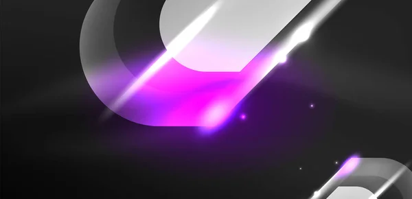 Abstrakcyjne Tło Świecące Neonowe Kształty Geometryczne Światła Kosmiczna Lub Magiczna — Wektor stockowy