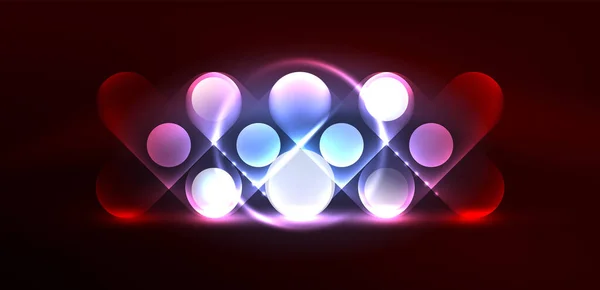 Astratto Incandescente Neon Luce Techno Cerchi Sfondo — Vettoriale Stock