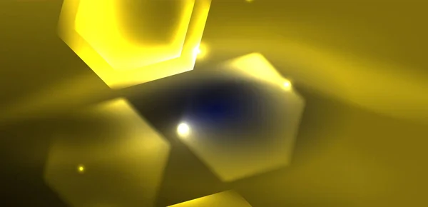 Hexagon Fundal Abstract Techno Strălucitoare Neon Hexagon Forme Vectoriale Ilustrare — Vector de stoc