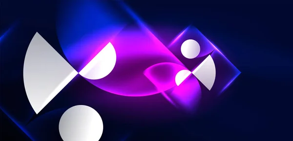 Abstrakter Hintergrund Glänzend Leuchtende Neonfarbe Runde Elemente Und Kreise Techno — Stockvektor