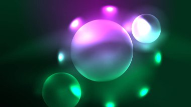 Neon parlayan daireler, sihirli enerji uzay ışığı konsepti, soyut arka plan duvar kağıdı tasarımı