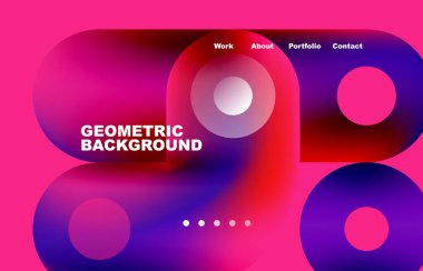 Circles and round shapes landing page abstract geometric background. Web page for website or mobile app wallpaper