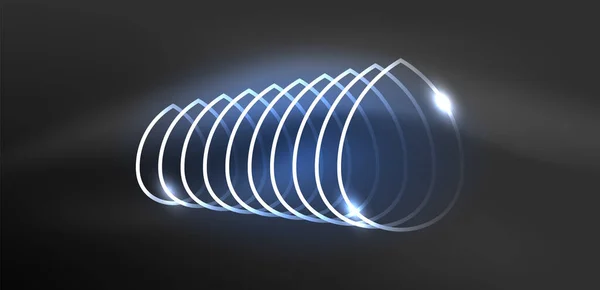 Neon Laserlijnen Cirkels Golven Abstracte Achtergrond Neon Licht Laser Show — Stockvector