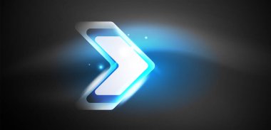 Neon hız oku ve çizgi arka planı şekillendirir. Parlak arka planlı yüksek teknoloji konsepti. Karanlıkta parlayan ışık efekti