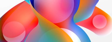 Fluid abstract background. Liquid color gradients composition. Round shapes and circle flowing design for wallpaper, banner, background or landing