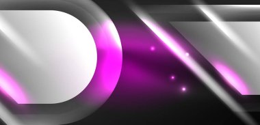 Soyut arkaplan parlayan neon ışıklı geometrik şekiller. Duvar kağıdı, bayrak, arkaplan, kart, kitap illüstrasyonu, iniş sayfası için uzay kozmik ya da sihirli enerji vektör duvar kağıdı