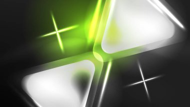 Dijital Neon Soyut Arkaplan, Üçgenler ve Işıklar Geometrik Tasarım Şablonu