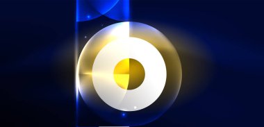 Neon ışığı parlayan daireler vektörü soyut arkaplan