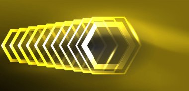 Soyut arka plan tekno neon altıgenleri. Duvar kağıdı, afiş, arkaplan, iniş sayfası, duvar resimleri, davetiye, baskılar, posterler için yüksek teknoloji vektör ilüstrasyonuName